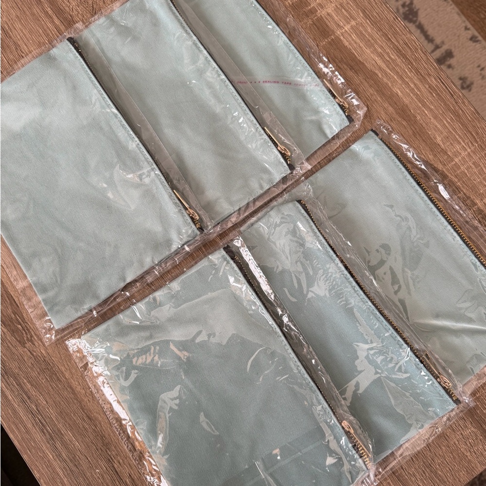 Set of Light Blue Zipper Pouches